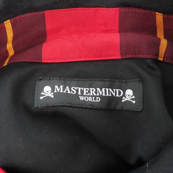 実際に弊社で買取させて頂いたmastermind/マスターマインド スカル/ロゴ刺繍 スカル/チェック柄 オーバーサイズ フード付きシャツ MW21S06-SH010-006/Mの画像 2枚目
