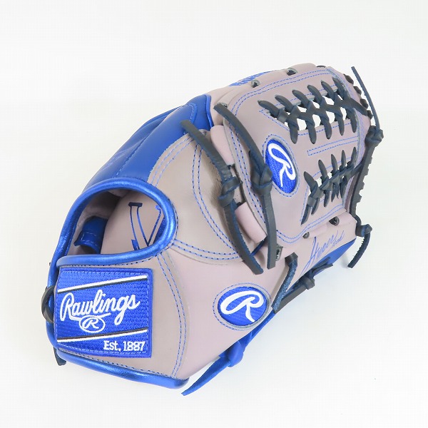実際に弊社で買取させて頂いたローリングス HYPER Tech Color SYNC/ハイパーテック オールラウンド用 軟式 野球グローブ グレー/ロイヤル GR4HTCN55W