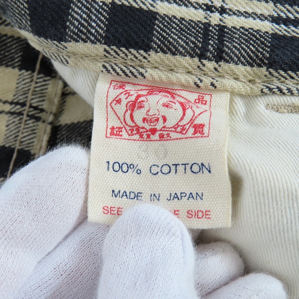 実際に弊社で買取させて頂いたEVISU/エヴィス チェック コットンパンツ Lot.2005/ライトベージュ系/30の画像 3枚目