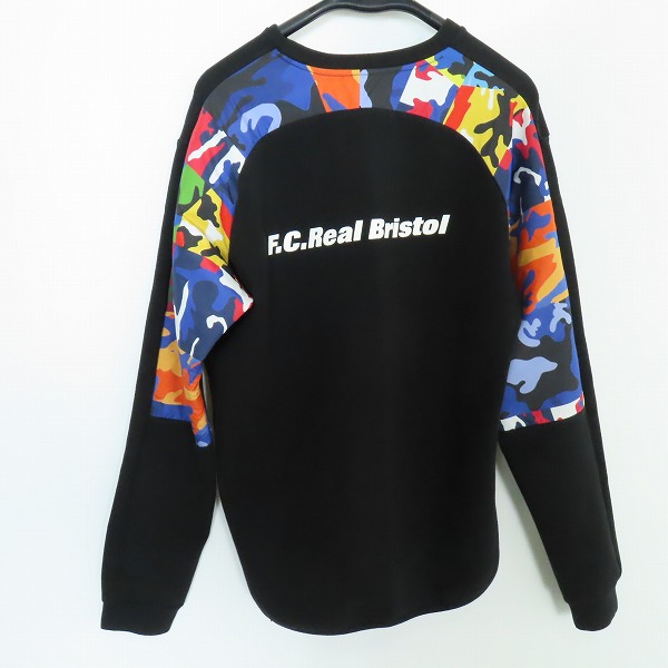実際に弊社で買取させて頂いたF.C.Real Bristol/エフシーレアルブリストル SWEAT CREW NECK TOP ブラック FCRB-180026/XLの画像 1枚目