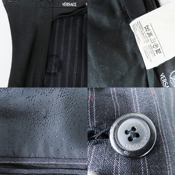 実際に弊社で買取させて頂いたVERSACE/ヴェルサーチ ストライプ スーツ ジャケット/パンツ/セットアップ/25WSVA/54の画像 8枚目