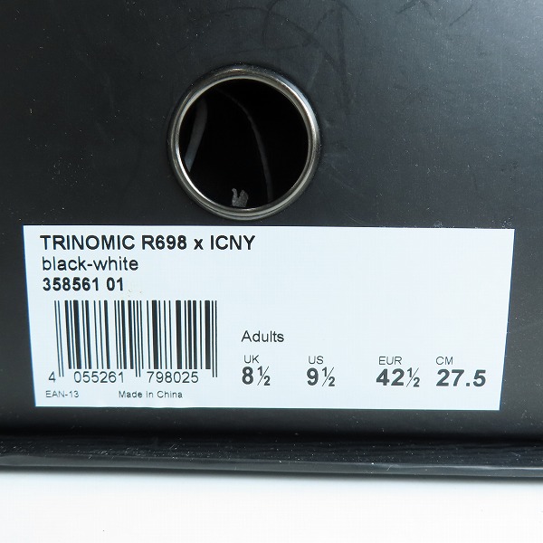 実際に弊社で買取させて頂いた【未使用】Puma/プーマ Trinomic R698 x ICNY Black-White メンズシューズ 358561-01/27.5の画像 8枚目
