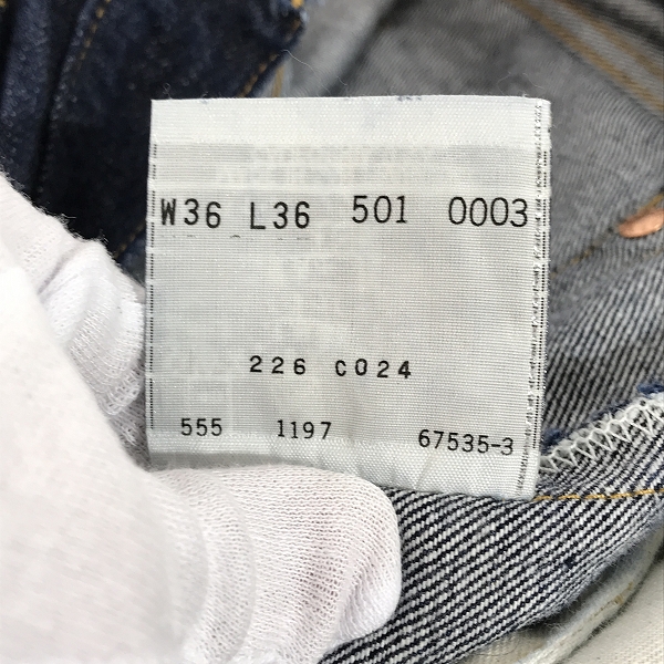 実際に弊社で買取させて頂いたLEVIS/リーバイス 501XX ヴィンテージ復刻 米国製 デニムパンツ 501-0003/W36L36の画像 5枚目