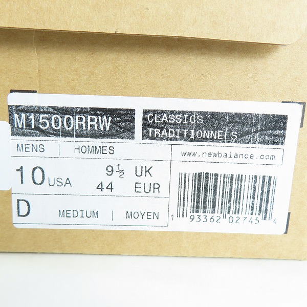 実際に弊社で買取させて頂いた【未使用】 NEW BALANCE/ニューバランス 英国製/イングランド製 スニーカー M1500RRW/US10の画像 8枚目