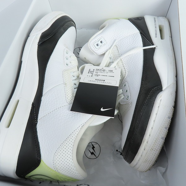 実際に弊社で買取させて頂いたFRAGMENT DESIGN×NIKE/フラグメントデザイン×ナイキ AIR JORDAN 3 エアジョーダン3 DA3595-100/26.5の画像 8枚目