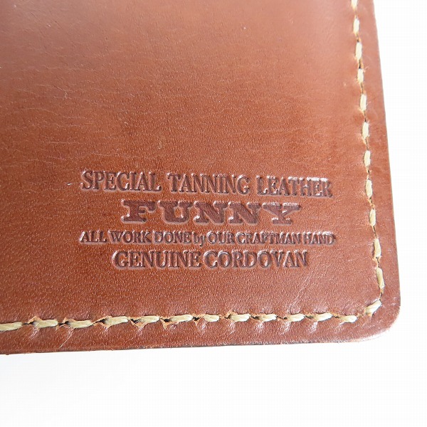 実際に弊社で買取させて頂いたFUNNY/ファニー CORDOVAN/コードバン ぼかし染め 長財布 ベージュステッチの画像 5枚目