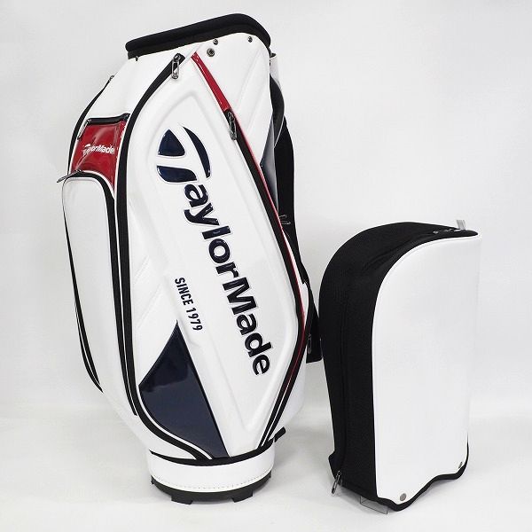 実際に弊社で買取させて頂いたTaylorMade/テーラーメイド UN033 ゴルフ 9.5型 5分割キャディバッグ ホワイト×ネイビーの画像 1枚目
