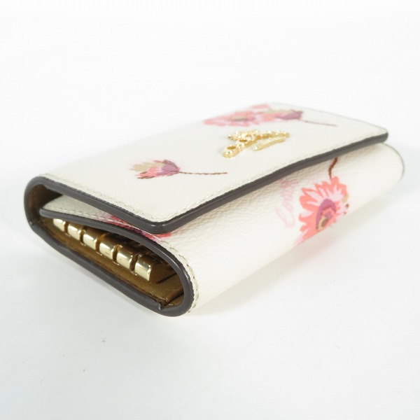 実際に弊社で買取させて頂いたCOACH/コーチ ウィズ マルチ フローラル プリント 5連 リング キーケース IMCAH/チョークマルチの画像 2枚目