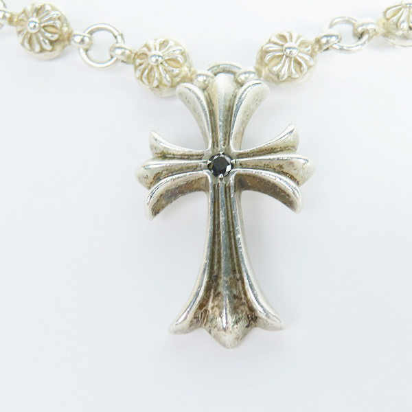 実際に弊社で買取させて頂いた【カスタム】CHROME HEARTS/クロムハーツ #1クロスボールネックレスwスモールCHクロス ブラックダイヤの画像 1枚目