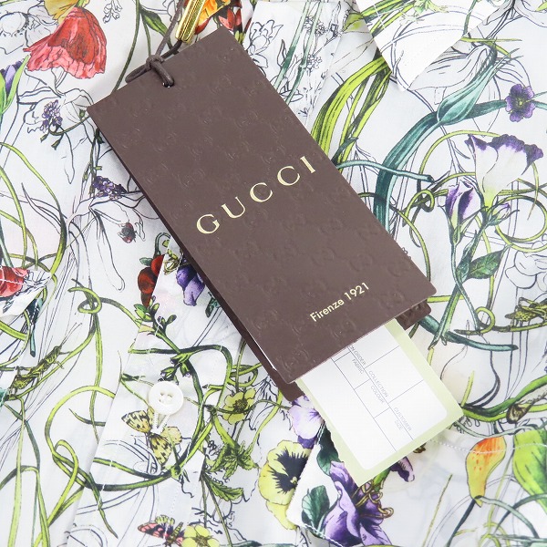 実際に弊社で買取させて頂いた【JPタグ/未使用】GUCCI/グッチ 花柄/総柄 半袖シャツ 308184 Z3520/38/15の画像 6枚目