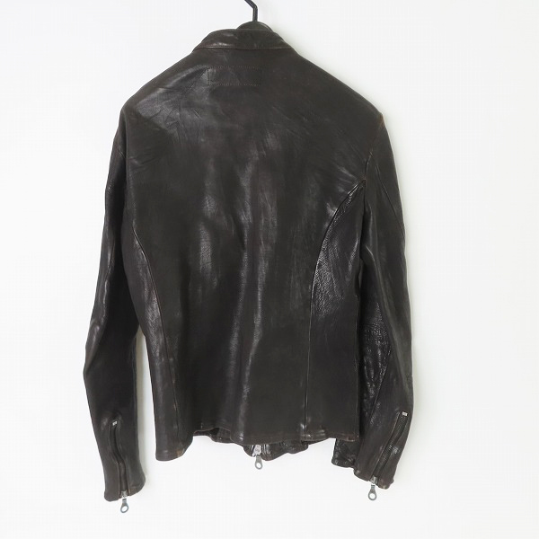 実際に弊社で買取させて頂いたISAMU KATAYAMA BACKLASH/イサムカタヤマ バックラッシュ シングルライダースジャケット 964-03/2(M)の画像 1枚目