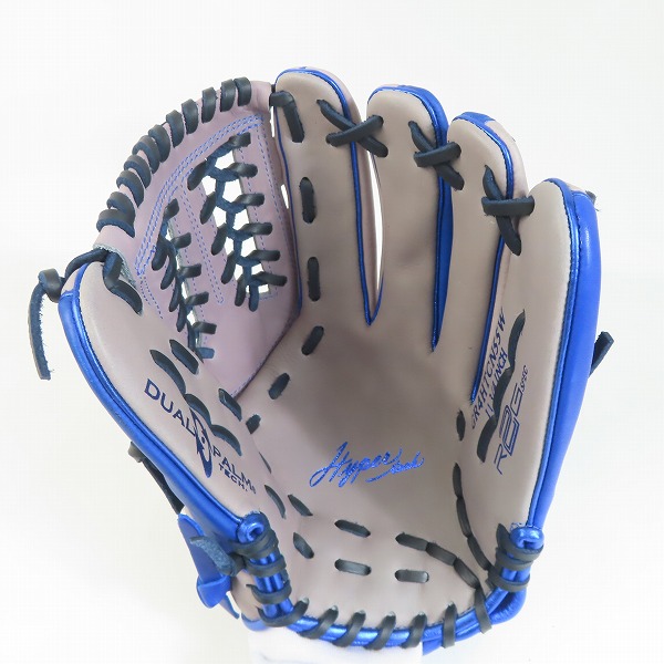 実際に弊社で買取させて頂いたローリングス HYPER Tech Color SYNC/ハイパーテック オールラウンド用 軟式 野球グローブ グレー/ロイヤル GR4HTCN55Wの画像 4枚目