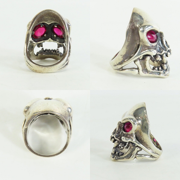 実際に弊社で買取させて頂いた【ギャラ付】ROYAL ORDER/ロイヤルオーダー ビッグスカルリング ストーンアイズ SRRR185-CZ RED/20号-20.5号の画像 2枚目