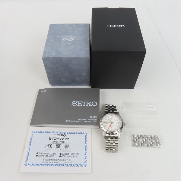 実際に弊社で買取させて頂いたSEIKO/セイコー スポーツ セイコー5 フィールドシリーズ GMT オートマ 裏スケ 腕時計 4R34-00C0の画像 7枚目