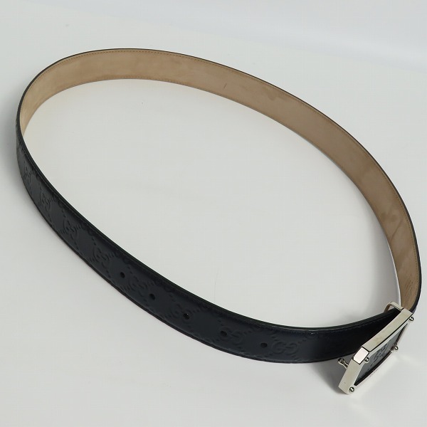 実際に弊社で買取させて頂いたGUCCI/グッチ シグネチャーレザースクエアバックルベルト 403941の画像 6枚目