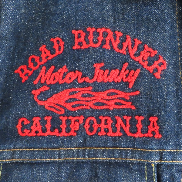 実際に弊社で買取させて頂いたSUGAR CANE/シュガーケーン ロードランナー刺繍デザイン デニムジャケット/Gジャン SC11962/38の画像 4枚目