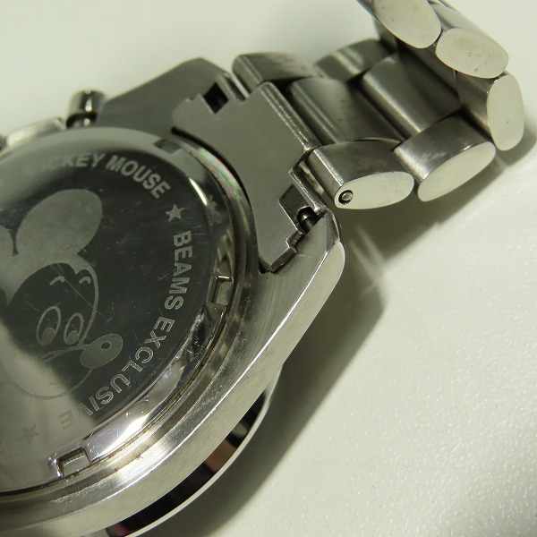 実際に弊社で買取させて頂いたBEAMS×OVER THE STRIPES/ビームス×オーバーザストライプス ミッキーマウス クロノグラフ 腕時計【動作未確認】の画像 5枚目