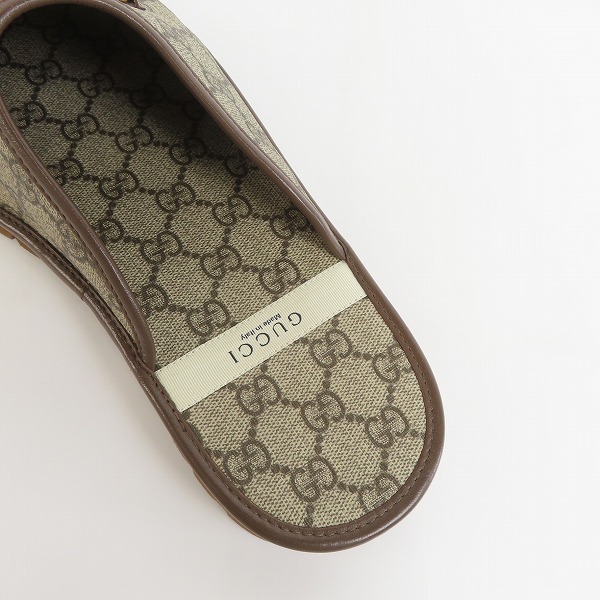実際に弊社で買取させて頂いたGUCCI/グッチ GGスプリーム ホースビット キャンバス スリッパ/サンダル 655571/10の画像 4枚目