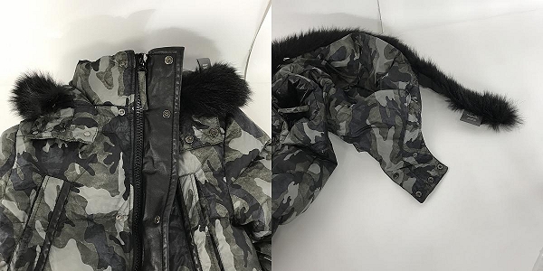 実際に弊社で買取させて頂いたAKM×DUVETICA/エイケイエム×デュベティカ CAMO NYLON BORDER HOODEDダウンジャケット AD014/Sの画像 6枚目