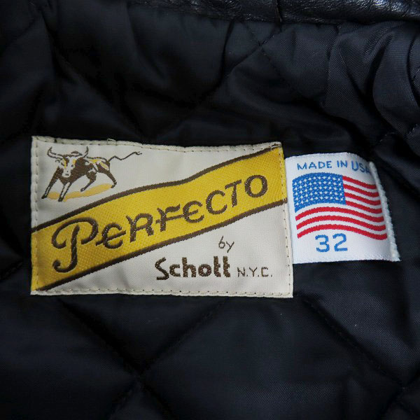 実際に弊社で買取させて頂いたPERFECTO by Schott/パーフェクト バイ ショット ダブルライダースジャケット ブラック/32の画像 2枚目