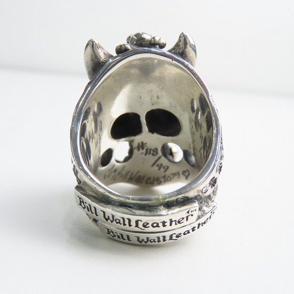 実際に弊社で買取させて頂いた【ギャラ付】BWL/ビルウォールレザー グラフィティマスタースカルリング ｗ/ホーンズ GLSアイズ＆ハートカスタム 22-23号の画像 4枚目