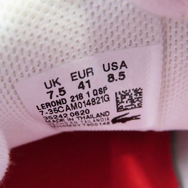 実際に弊社で買取させて頂いたLACOSTE/ラコステ ローカット スニーカー CAMO148 ホワイト UK7.5の画像 5枚目