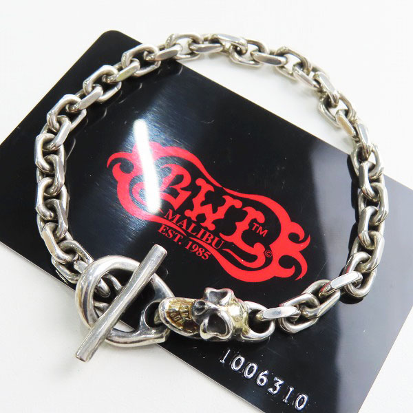実際に弊社で買取させて頂いた【ギャラ付】BWL/ビルウォールレザー グッドラックスカルカスタム w/ゴールドサダー スクエアチェーンブレスレット