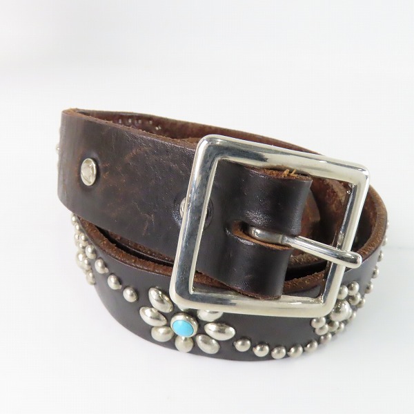 実際に弊社で買取させて頂いたHollywood Trading Company /HTC/エイチティーシー スタッズ/ターコイズ レザー ベルト