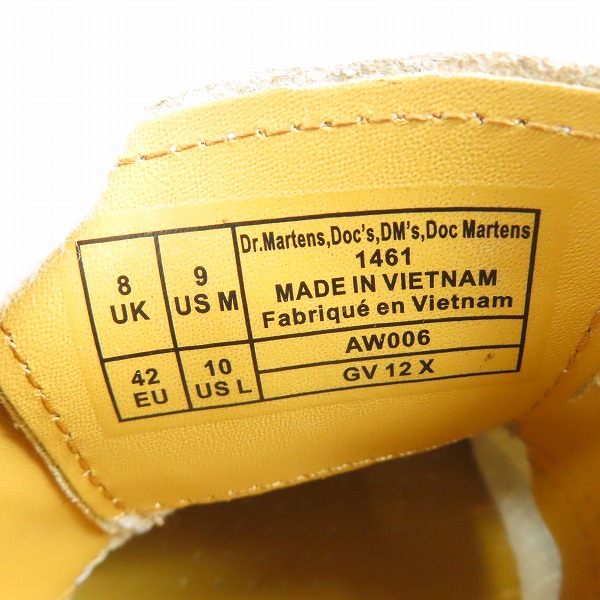 実際に弊社で買取させて頂いたDr.Martens/ドクターマーチン 3EYE BOOTS/3ホール シューズ 1461/UK8の画像 5枚目