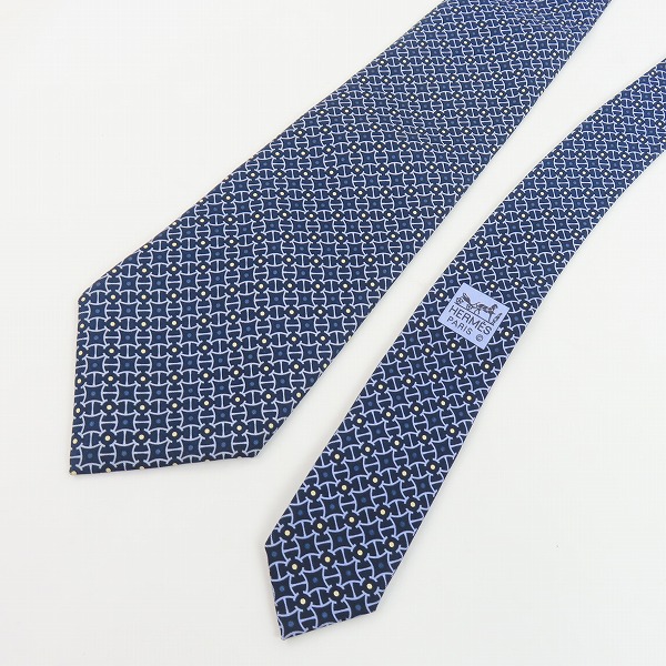 実際に弊社で買取させて頂いたHERMES/エルメス 総柄 シルク100％ ネクタイの画像 4枚目