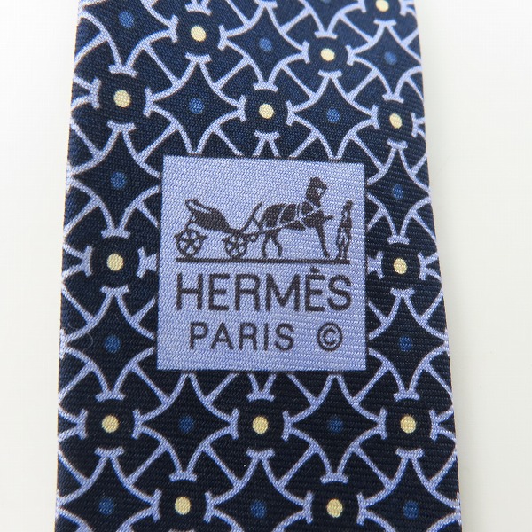 実際に弊社で買取させて頂いたHERMES/エルメス 総柄 シルク100％ ネクタイの画像 3枚目