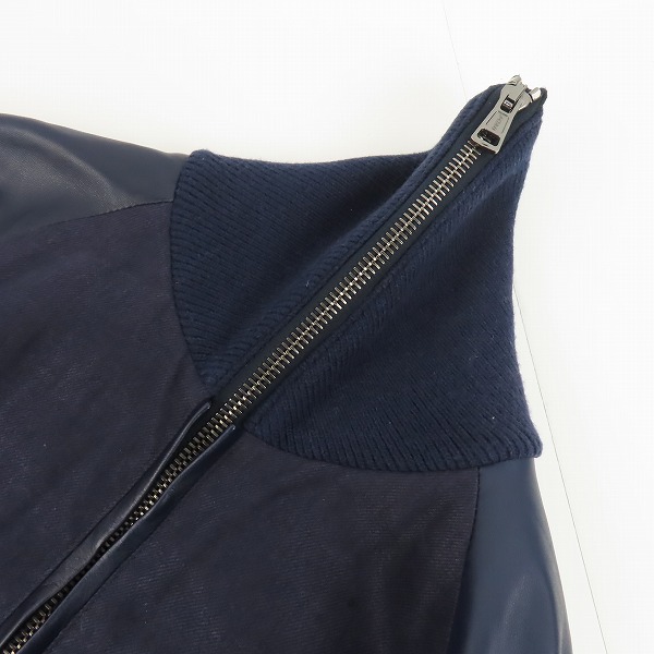 実際に弊社で買取させて頂いたAKM/エイケイエム linen lamb full zip stadium/袖レザー ショールカラー スタジャン B262/Mの画像 5枚目