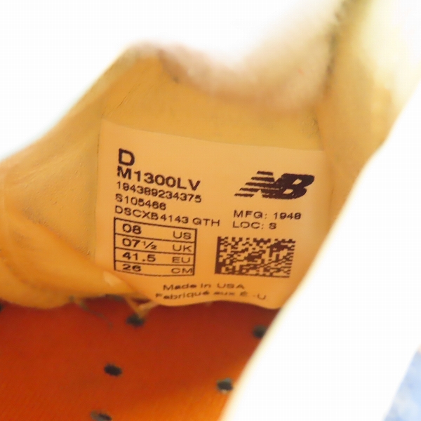 実際に弊社で買取させて頂いたLEVI'S×New Balance/リーバイス×ニューバランス コーンデニム オレンジタブ 35周年 コラボ スニーカー M1300LV/26.0の画像 5枚目