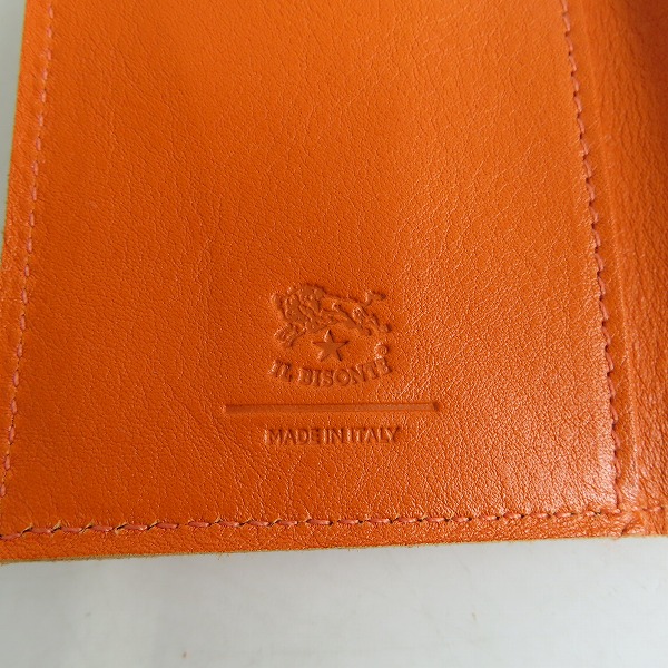 実際に弊社で買取させて頂いたIL BISONTE/イルビゾンテ レザー がま口 二つ折り財布/ウォレット オレンジ 54192-3-04440の画像 6枚目