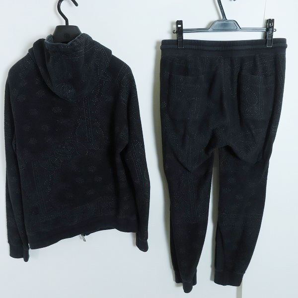 実際に弊社で買取させて頂いたAKM/エーケーエム EASY RIB ペイズリー柄 セットアップ ジップアップパーカー/パンツ J191/J192/XLの画像 1枚目