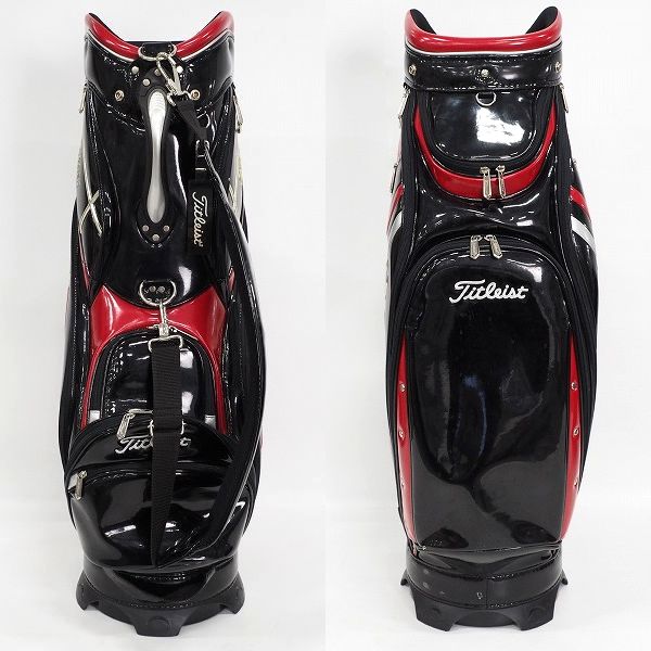 実際に弊社で買取させて頂いたTitleist/タイトリスト CB613 ゴルフ 9.5型 5分割キャディバッグ ブラックｘレッドの画像 2枚目