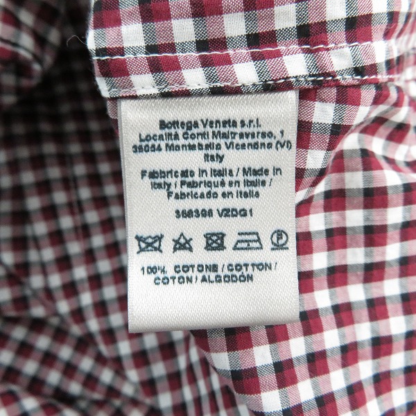 実際に弊社で買取させて頂いたBOTTEGA VENETA/ボッテガヴェネタ ブリーチ加工 チェック柄シャツ 39の画像 4枚目