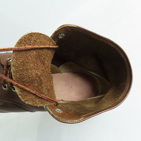 実際に弊社で買取させて頂いたRED WING/レッドウィング ラウンドトゥブーツ 刺繍羽タグ 7.5Dの画像 4枚目