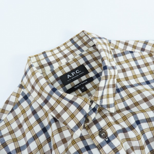 実際に弊社で買取させて頂いた【難有り】A.P.C./アーペーセー チェック柄 長袖ボタンシャツ Mの画像 4枚目