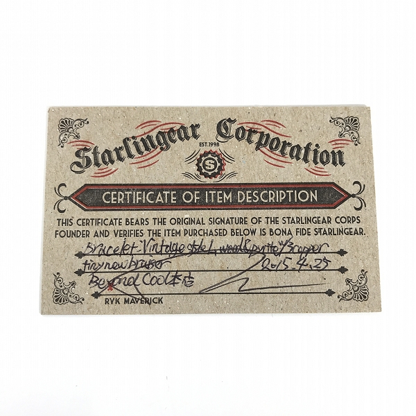 実際に弊社で買取させて頂いた【ギャラ付き】STARLINGEAR/スターリンギア ヴィンテージスタイルブレスレットの画像 9枚目