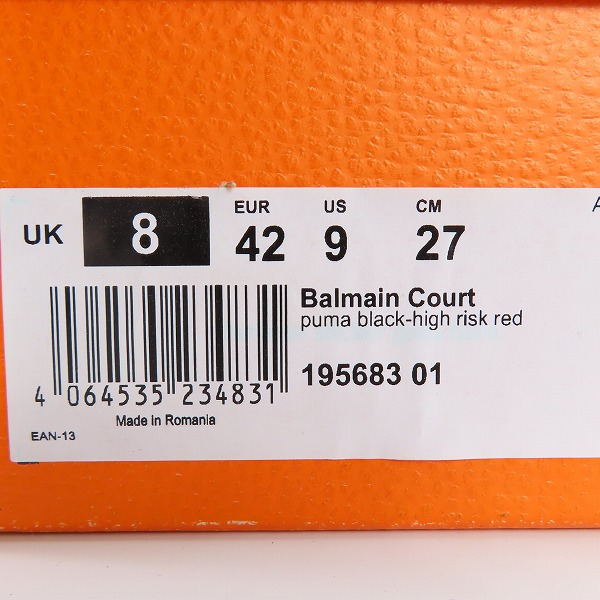 実際に弊社で買取させて頂いたPuma x Balmain/プーマ × バルマン Court Black High Risk Red バスケットボールシューズ 195683-01/27の画像 8枚目