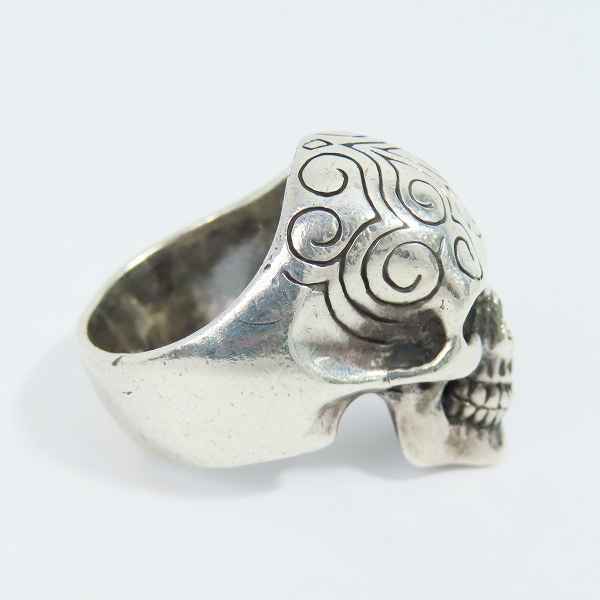 実際に弊社で買取させて頂いたCRAZY PIG DESIGNS/クレイジーピッグ エングレーブスカルリング 24.5-25.5号の画像 3枚目