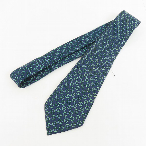 実際に弊社で買取させて頂いたHERMES/エルメス 総柄 シルク100％ ネクタイ グリーン/ブルー 