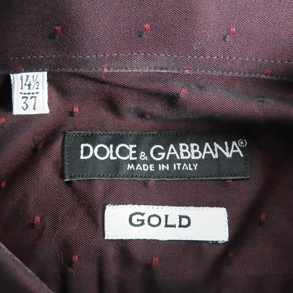 実際に弊社で買取させて頂いたDOLCE&GABBANA/ドルチェ&ガッバーナ/ドルガバ GOLD ドット柄長袖シャツ/14.5/37の画像 2枚目