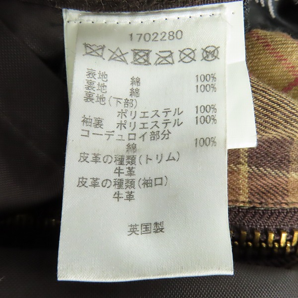 実際に弊社で買取させて頂いたBarbour/バブアー SL BEDALE/ビデイル オイルドジャケット 1702280/38の画像 4枚目