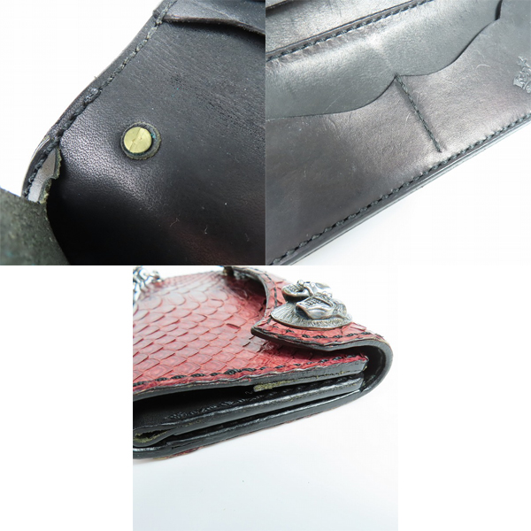 実際に弊社で買取させて頂いたFAL/エフエーエル ラッセルパイソン レザーウォレット/長財布の画像 6枚目