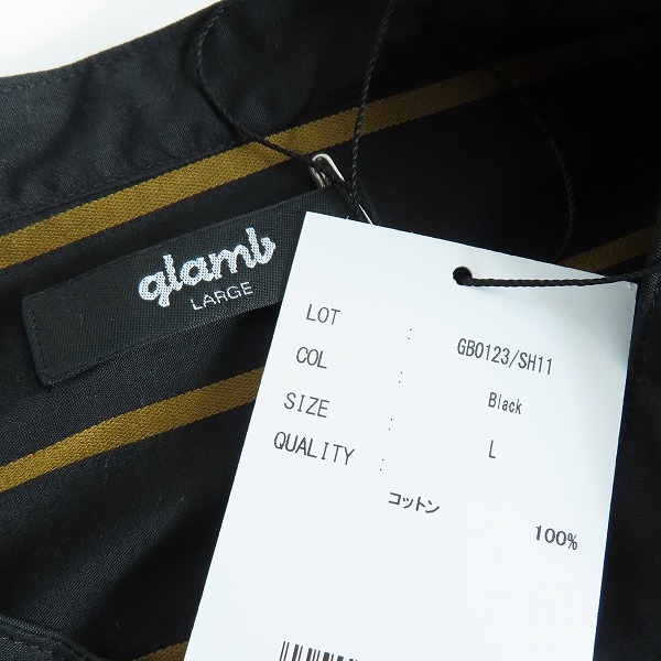 実際に弊社で買取させて頂いた【未使用】glamb/グラム Stripe Long SH ストライプロングシャツ/バンドカラーシャツ GB0123/SH11 Lの画像 2枚目