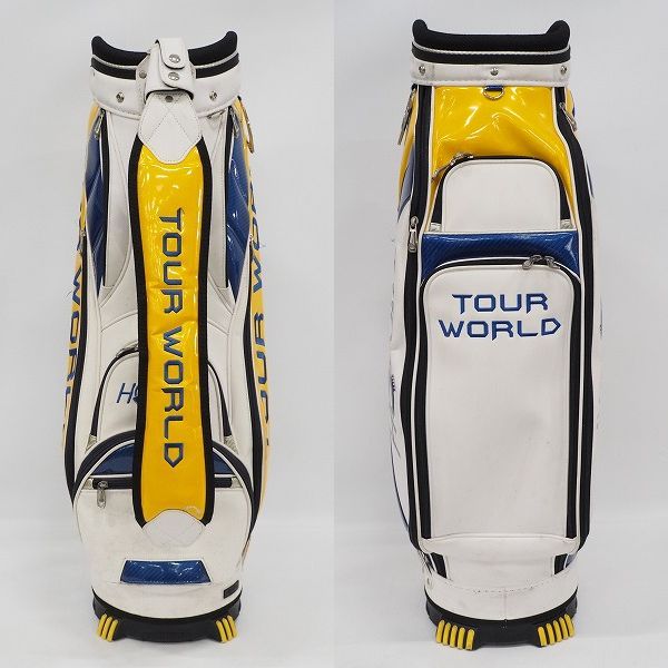 実際に弊社で買取させて頂いたHONMA/ホンマ/本間 ゴルフ CB-1607 TOUR WORLD/ツアーワールド 9型 5分割キャディバッグ ブルーｘイエロー の画像 2枚目