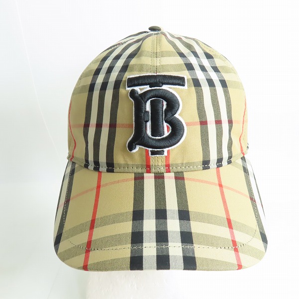 実際に弊社で買取させて頂いたBURBERRY/バーバリー TB立体刺繍 チェック柄ベースボールキャップ/帽子 ARCHIVE-BEIGE 8027502/Lの画像 1枚目