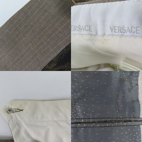実際に弊社で買取させて頂いたVERSACE/ヴェルサーチ ストライプ ウール スーツ ジャケット/パンツ/セットアップ/54の画像 8枚目